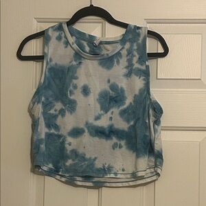 90 Degree By Reflex Blue Tie-Dye Short Sleeve Top